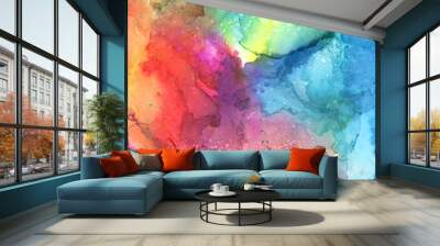 Art Abstract paint blots background. Alcohol ink  colors. Marble texture. Horizontal long banner. Wall mural