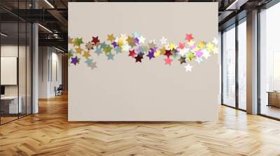 Glow sparkle star glitter wave foil paper frame blank. Abstract copy space texture beige background. Wall mural