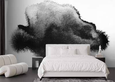 PNG Abstract Smoke black and white colors watercolor and ink cloud blot on transparent backgrownd. Wall mural