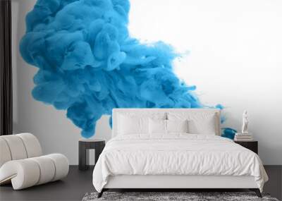 PNG Abstract Smoke blue colors bang splash on transparent backgrownd. Ink blot. Wall mural