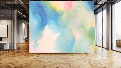 Watercolor blot painting. Canvas texture horizontal abstract background. Wall mural