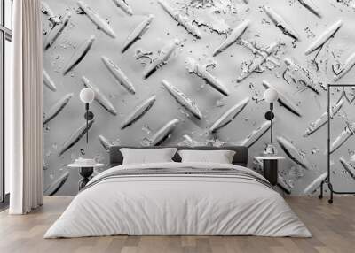 White silver industrial wall diamond steel pattern background  Wall mural