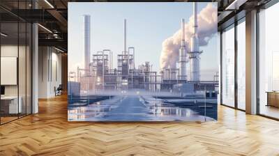 carbon capture and storage facilities, portraying their significance in reducing greenhouse gas emissions through meticulous attention to detail. Wall mural