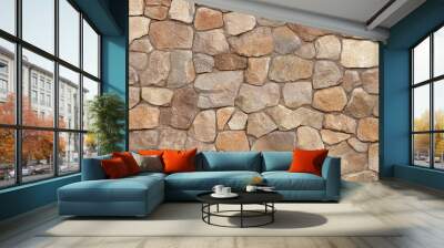 This seamless texture showcases a brown rock wall featuring weathered stones of various sizes and chipped edges, ideal for realistic design applications or backgrounds SEAMLESS PATTERN Wall mural