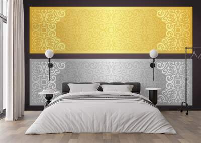 luxury golden and silver gift certificate in vintage style Wall mural