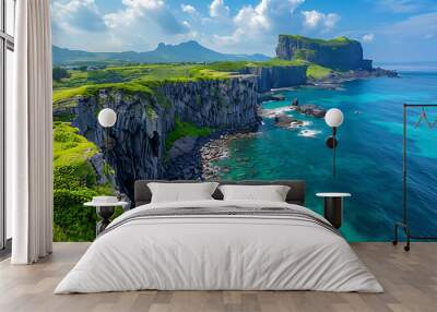 Aerial view of the beautiful landscape of the island  Wall mural