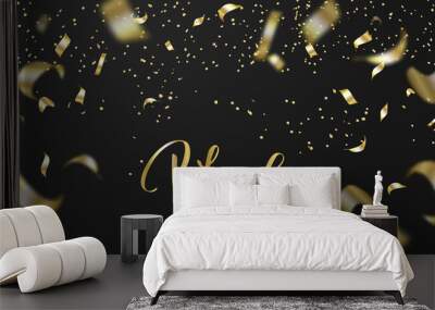 Black friday sale background with gold serpentine. Modern design.Universal vector background for poster, banners, flyers, card. Wall mural