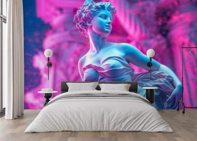 Gypsum female statue Concept of modern art, vaporwave. Holographic concept art. Wall mural