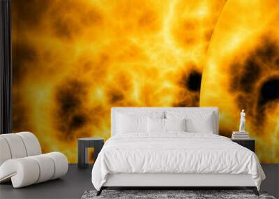 Orange black space abstraction the birth of a star. Wall mural