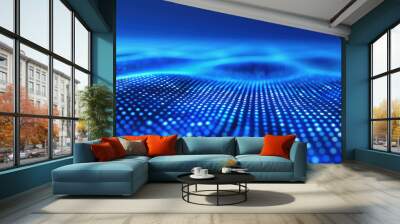 Modern digital abstract 3D background, modern technologies, wifi and 5g, communications, blue, teal, purple, data transfer Wall mural