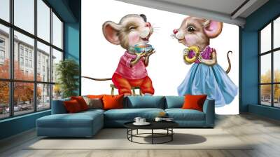 two funny little mouse Wall mural