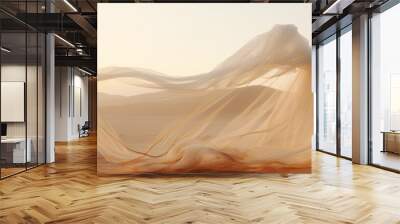 A beautiful peach veil flying in the wind in the desert at sunset, the golden hour. Wall mural