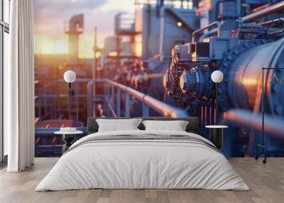 A large industrial plant with a lot of pipes and valves Wall mural