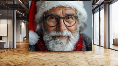 A man with a red hat and glasses is smiling Wall mural