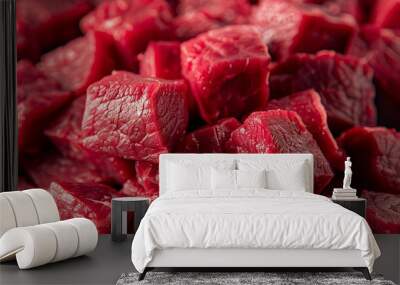 A pile of red meat with a lot of fat Wall mural