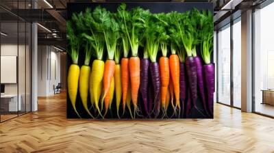 A row of carrots with different colors and sizes Wall mural