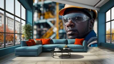 Focused Worker in Industrial Setting Wall mural