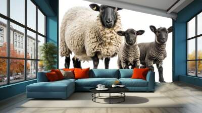 Three sheep standing in a row, one of which is a mother Wall mural