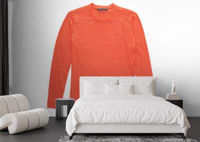 Long sleeve casual or sport orange T-shirt isolated on white background Wall mural