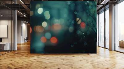 abstract background with bokeh defocused lights and shadow from cityscape at night, vintage or retro color tone Wall mural