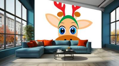 cute christmas animal character illustration Wall mural