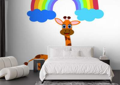 cute giraffe cartoon illustration Wall mural