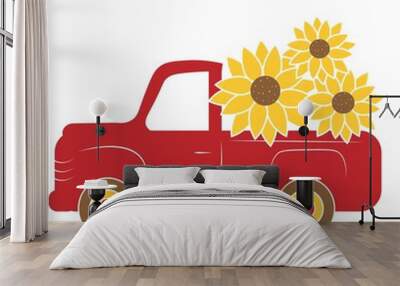 old red truck vector illustration Wall mural