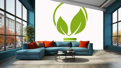 green idea bulb leaf nature energy icon logo design Wall mural