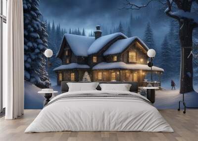 cinematic snowy christmas Wall mural