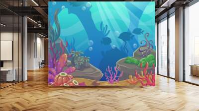 Cartoon underwater vector illustration. Wall mural