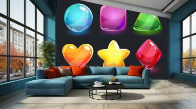 Cool shiny glossy colorful shapes Wall mural