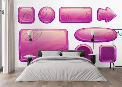 Pink glossy game assets set Wall mural