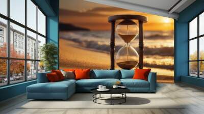 a hourglass on sand Wall mural