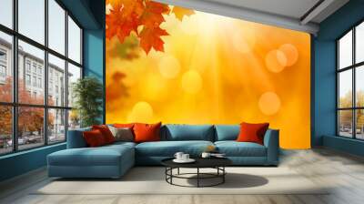 Autumn falling leaves background Wall mural