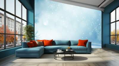 Christmas winter background with snow and blurred bokeh Wall mural