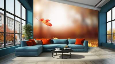 Falling Autumn Leaves background Wall mural