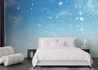 Winter christmas sky with falling snow Wall mural