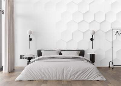 Abstract. Embossed Hexagon , honeycomb white background. light and shadow. Vector. Wall mural