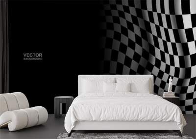 Black and white checkered flag background. sport and race theme, victory flag . vector. Wall mural