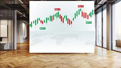 Stock Forex trading exchange of world. Buy and sell signals, stock market investment trading. White background. Vector. Wall mural