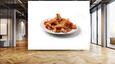 Crispy Fried Oyster Mushroom or Jamur Krispi. Oyster Mushroom Coated with Spiced Flour and Deep Fried. isolated on white Wall mural