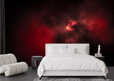 end of the world - bloody sky with eclipsed sun Wall mural