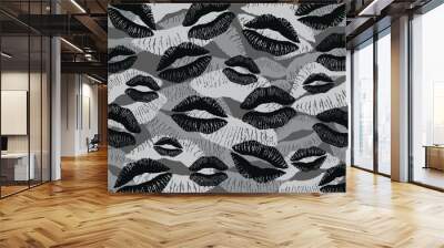 Glamorous female lips camouflage pattern Wall mural