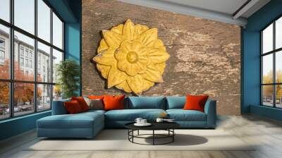 Thai Wooden Flower Carving Wall mural