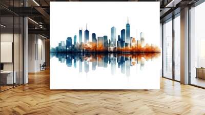 Abstract style skyscrapers on white background Wall mural