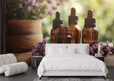 Aromatherapy oils for natural cosmetics concept Wall mural