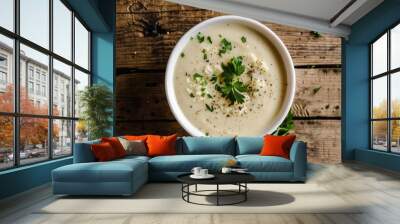 Cauliflower soup in a homemade bowl Wall mural