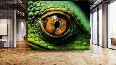 Close up of a green iguana s eye Wall mural