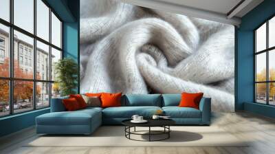 Copy space with blurred background showcasing luxury light gray cashmere texture Wall mural