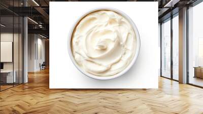 Cream cheese in a bowl white background top view Wall mural